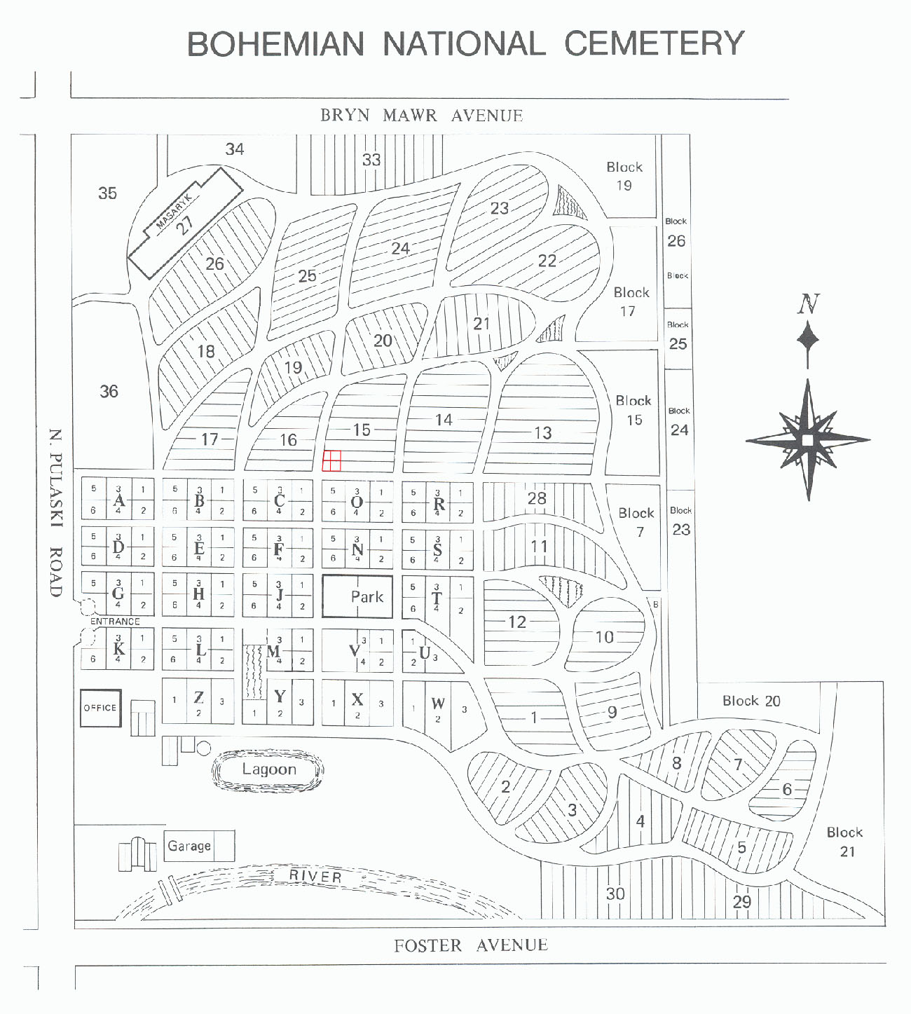 Bohemian National Cemetery map