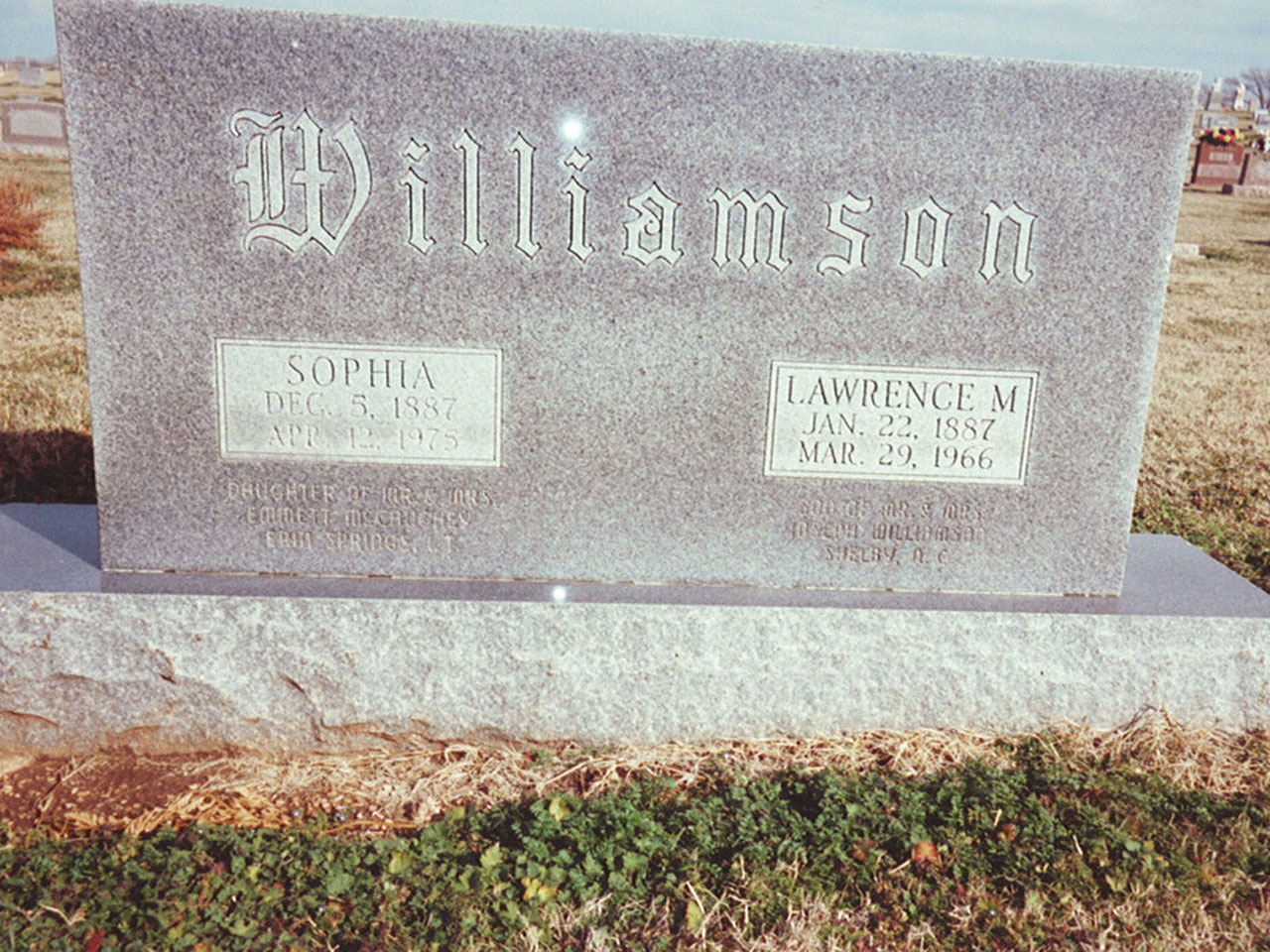 Sophia Williamson headstone