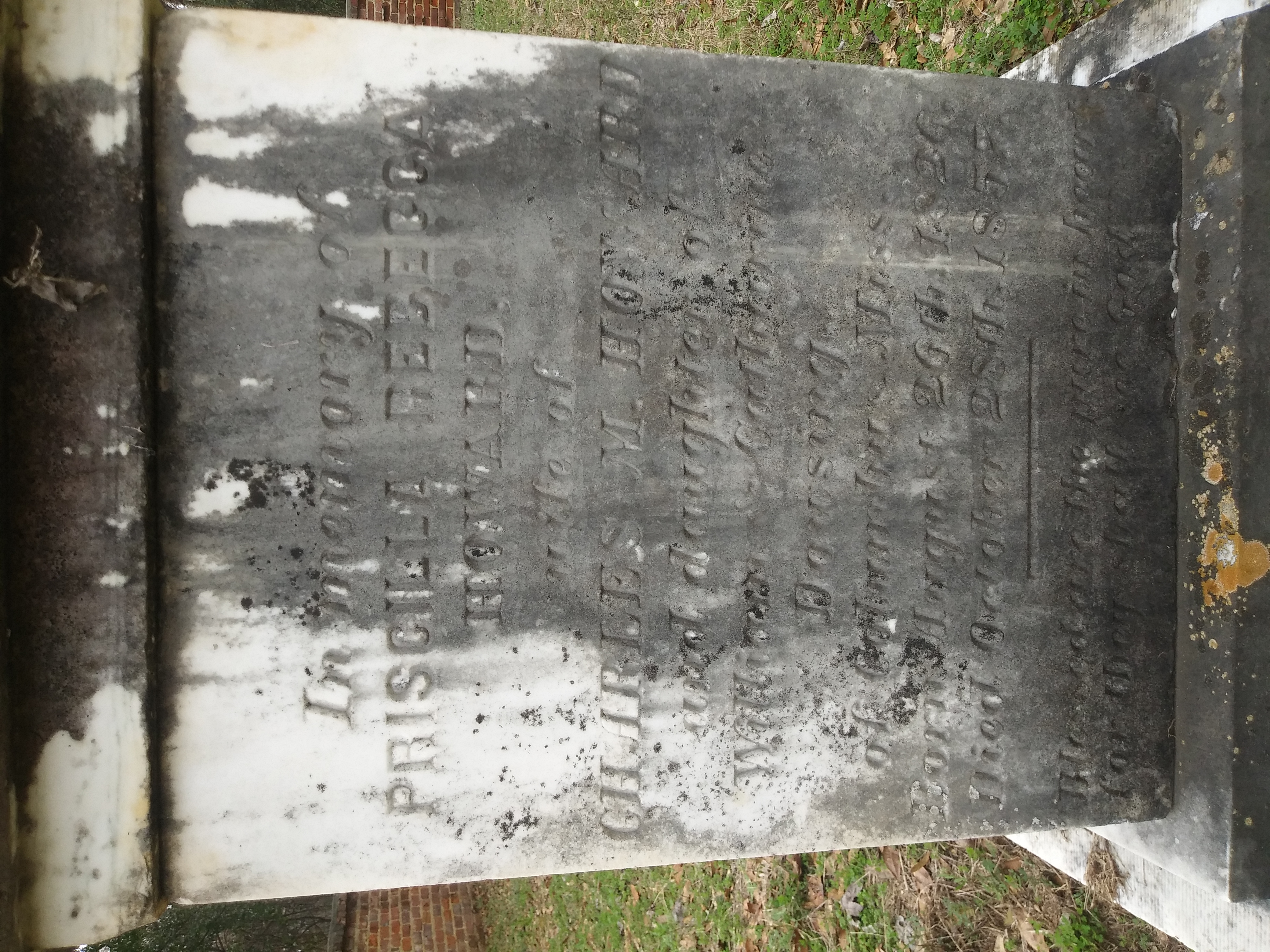 Priscilla Rebecca Howard headstone detail